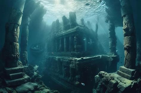 Premium AI Image | The sunken city of Atlantis in the depths of the ...