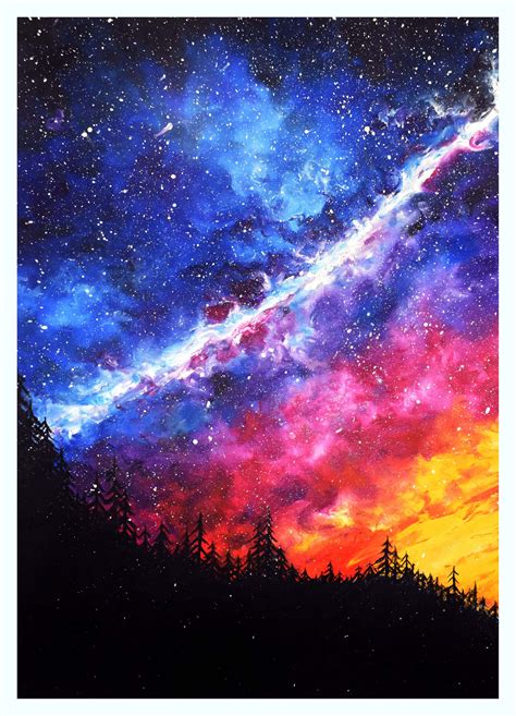 Galaxy Print Milky Way Painting Galaxy Art Starry Sky - Etsy Singapore