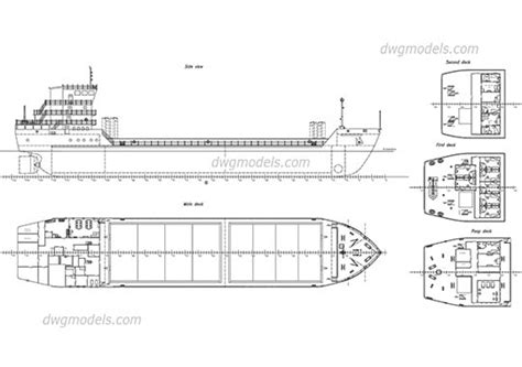 Detailed Drawing of Tanker Ship DWG model, free CAD drawing download