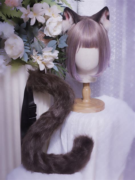 Handmade Faux Fur Siamese Cat Ears KC/Tail