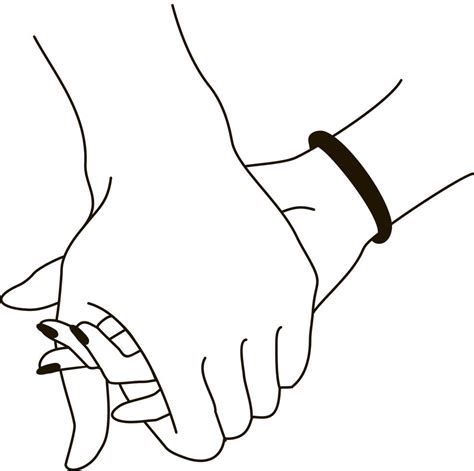 Couple Holding Hands Black And White Clip Art