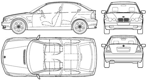 2004 BMW 3-Series E46 Compact Hatchback blueprints free - Outlines