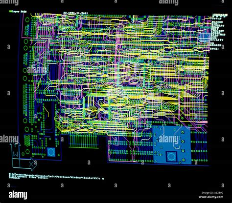 Monitor display of CPU design and schematic Stock Photo: 403600 - Alamy