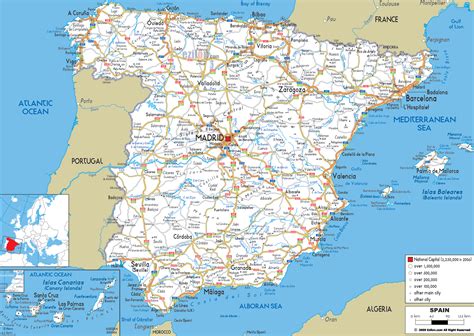 Detailed Clear Large Road Map of Spain - Ezilon Maps