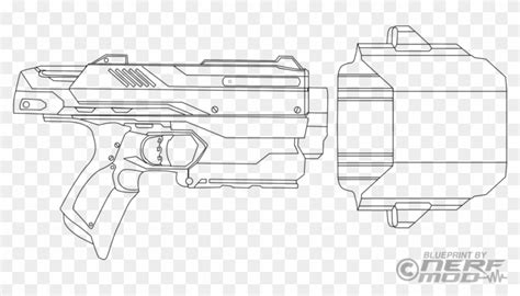 Nerf Gun Coloring Templates 92276 - Sidestrike Outline, HD Png Download ...