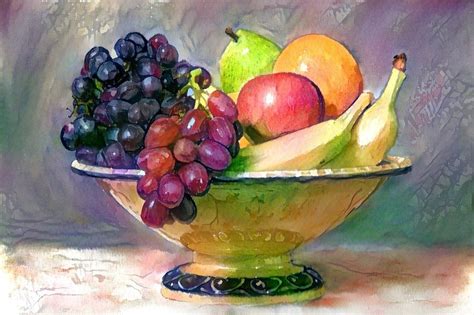 Fruit bowl watercolor still life. Great to display in your kitchen or ...