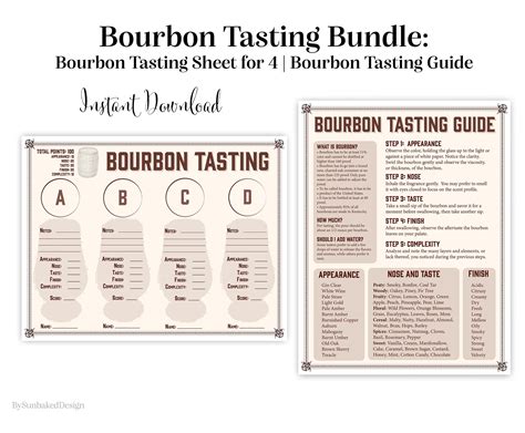 Bourbon Tasting Bundle Bourbon Tasting Sheet for 4 and - Etsy