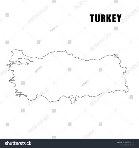 Vector Illustration Outline Map Turkey Highdetail Stock Vector (Royalty ...