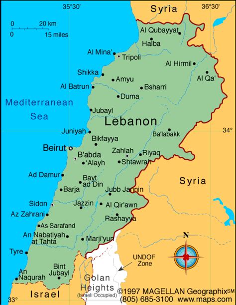 Lebanon Map Political Regional | Maps of Asia Regional Political City