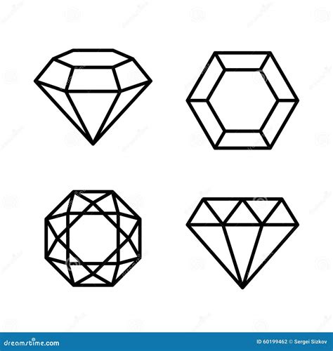 Diamond Gems Icons Set On White Background. Vector Stock Vector - Image ...