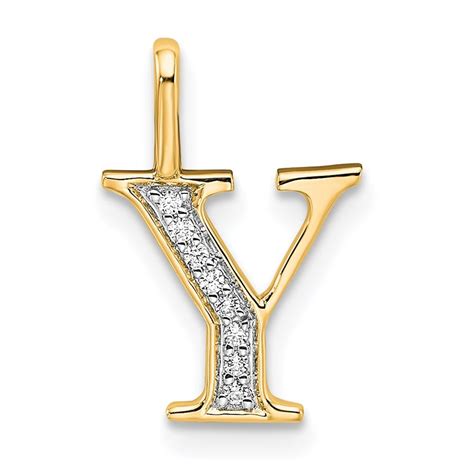 10K Yellow Gold Letter Y Initial Pendant - in.