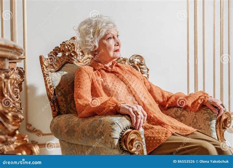 Sad Old Rich Lady is Completely Alone Stock Photo - Image of care ...