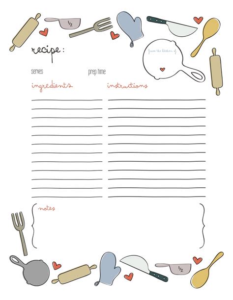 Recipe Pages 8.5X11 - 10 Free PDF Printables | Printablee