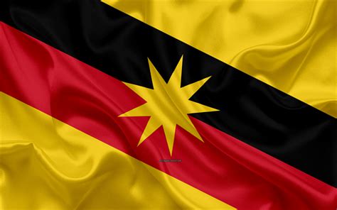 Download wallpapers Flag of Sarawak, 4k, silk texture, national symbols ...