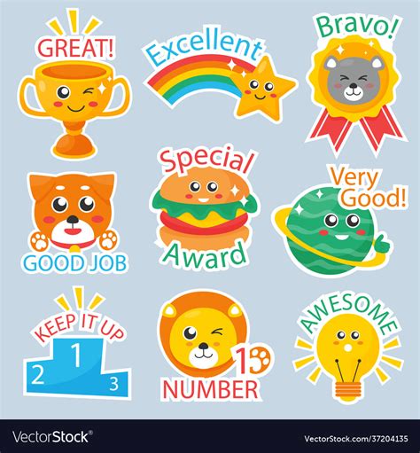 Flat good job and great stickers Royalty Free Vector Image