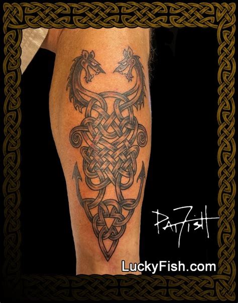 Twin Dragons Celtic Tattoo Design — LuckyFish, Inc. and Tattoo Santa ...