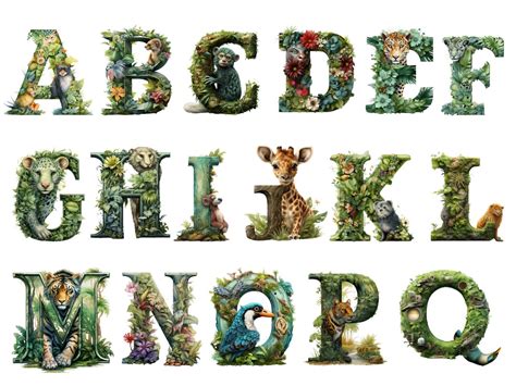 Jungle FONT Png, Jungle Alphabet Png, Jungle Png Cut Files for Cricut ...