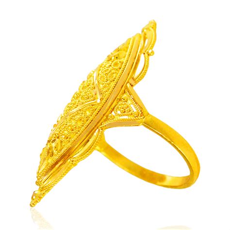 22KT Gold Long Finger Ring - AjRi64489 - 22KT Gold Long Finger Ring ...