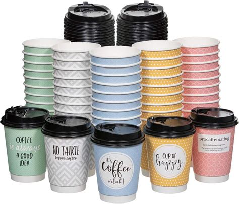 Amazon.com: UBREW Disposable Coffee Cups With Lids - (Double Wall) 12 ...