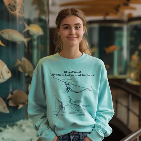 Narwhal Anatomy Sweatshirt Luxury Illustrated Pullover Gift for Surfers ...