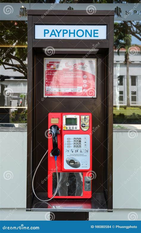 Payphone Booth at Downtown in Singapore Editorial Stock Image - Image ...