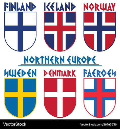 Flags nordic countries scandinavia norway Vector Image