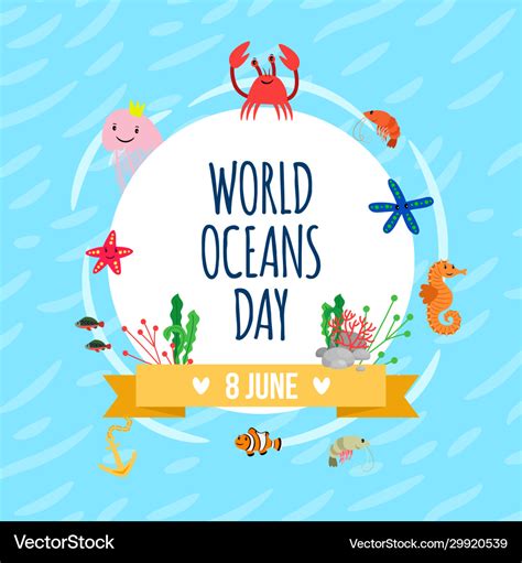 World oceans day poster Royalty Free Vector Image