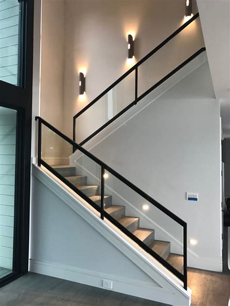 Steel and Glass Railing • OT Glass in 2020 | Home stairs design, Stair ...