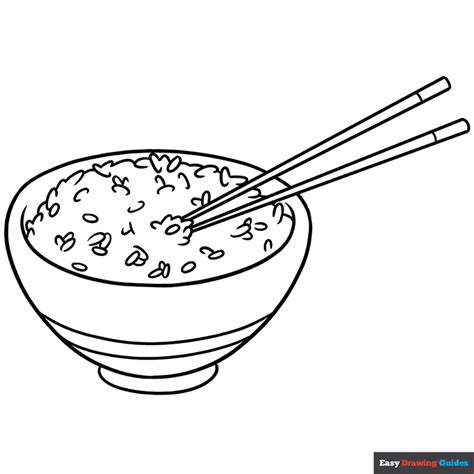 Rice and Chopsticks Coloring Page | Easy Drawing Guides