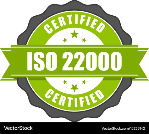 Iso 22000 standard certificate badge Royalty Free Vector