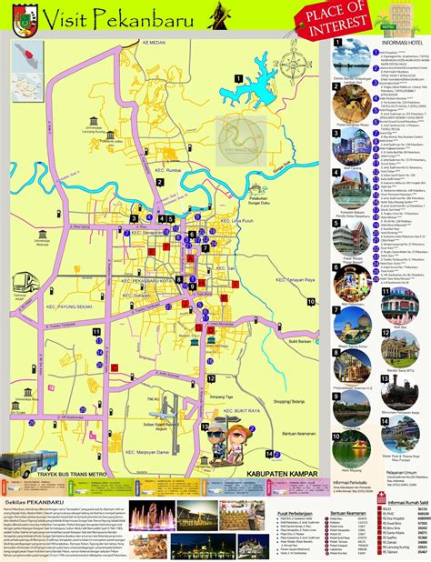 Peta Wisata Kota Pekanbaru - Tourism Map of Pekanbaru City - Riau ...