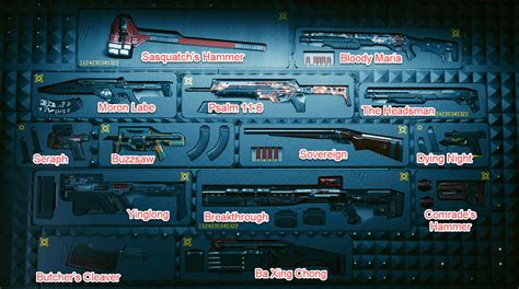 List of all of V's Stash Wall Weapons in 2.0 : r/cyberpunkgame