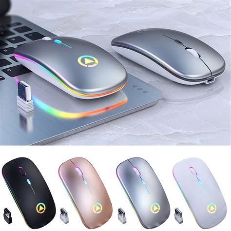 Mouse Wireless Mouse 2.4GHz USB Rechargeable Mouse with RGB Backlit for ...