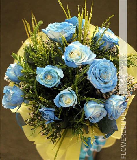 1 Dozen Blue Roses Spray (Round Bouquet)