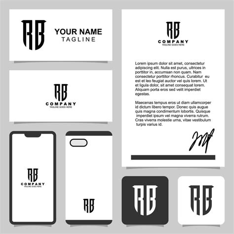 Letter R B monogram logo design with stationery template 7317343 Vector ...