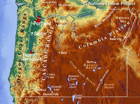 Reference Maps of Oregon, USA - Nations Online Project