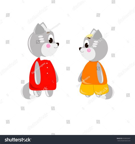 Two Cute Cartoon Cats On White Stock Vector (Royalty Free) 502853947