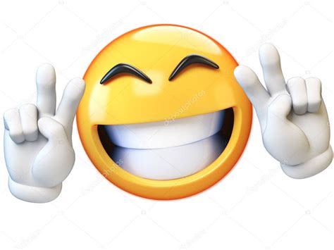 Peace Emoji Isolated White Background Victory Emoticon Rendering ...