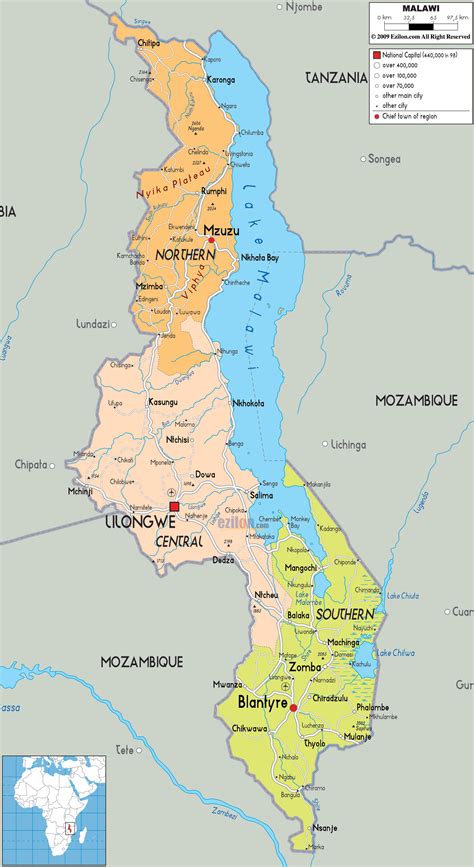 Political Map Of Malawi