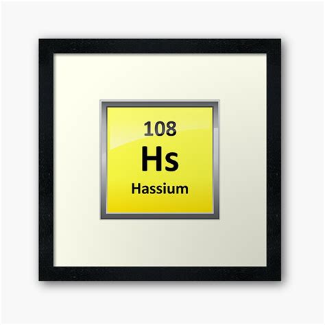 "Hassium Periodic Table Element Symbol" Framed Art Print by ...