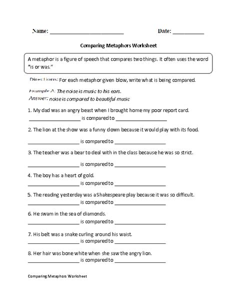 Englishlinx.com | Metaphors Worksheets