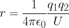 Distance (given electrostatic potential energy and electrical charge)