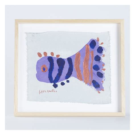 small artwork of colorfull and funny fish. Small framed painting