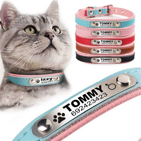 Cat's Personalized Engraved Leather Collars | Leather cat collars, Cat ...