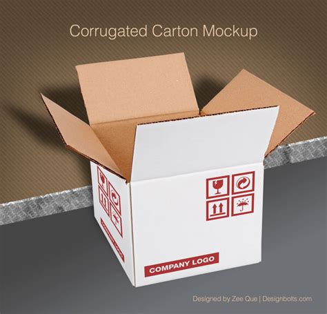 Free Corrugated Carton / Box Packaging Mock-up PSD