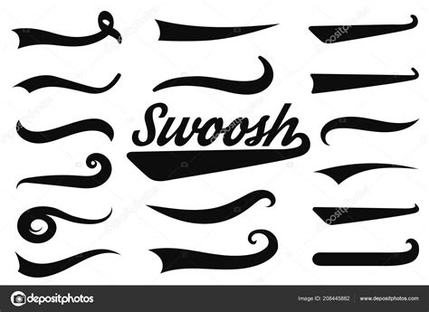 Typographic Swash Swooshes Tails Retro Swishes Swashes Athletic ...