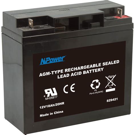 NPower Sealed Lead-Acid Battery — AGM-Type, 12V, 18 Amps | Northern ...