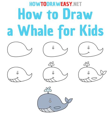 How to Draw a Whale Step by Step | Easy drawings, Drawing for kids ...