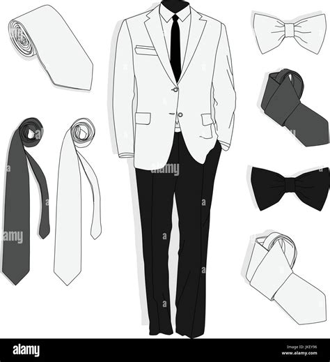 Men's jacket. Ceremonial men's suit, tuxedo. Accessories set. Vector ...