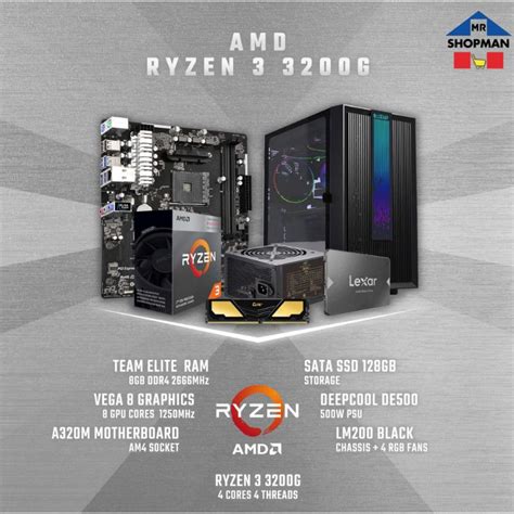 AMD Ryzen 3 3200G Desktop Computer System Package PC Build Bundle ...